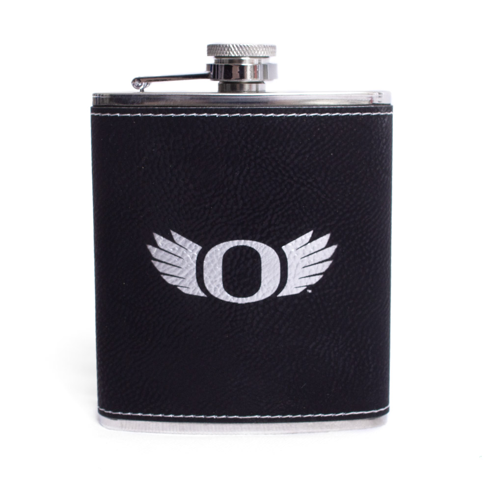 O Wings, Timeless Etchings, Black, Water Bottles, Leather, Home & Auto, 7 ounce, Flask, 816498